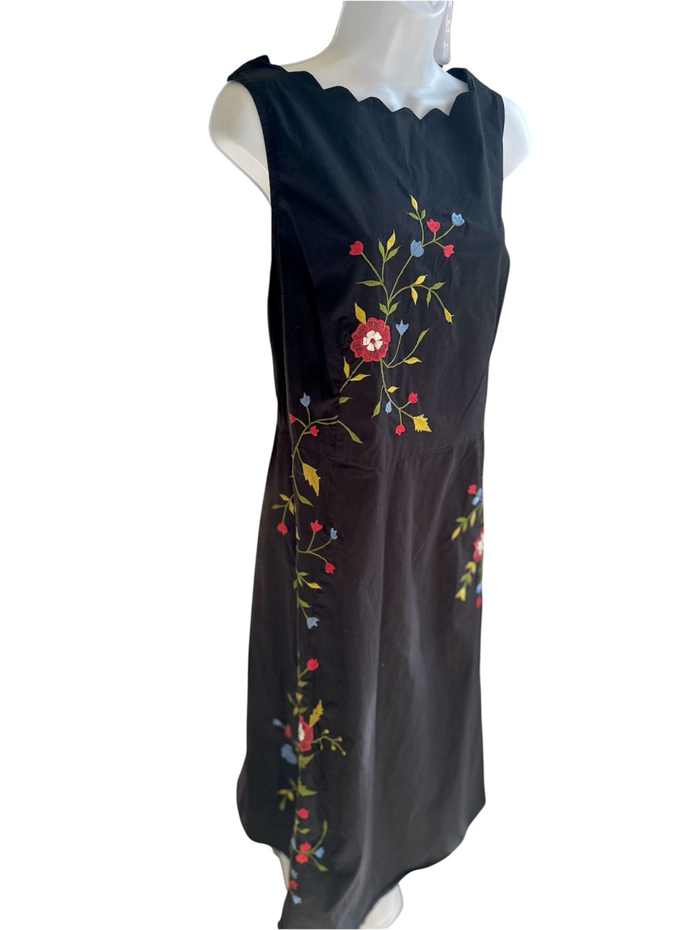 Wayward Fancies by eShakti Floral Vine Embroidered Scalloped Midi Dress